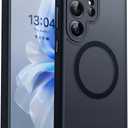 CANSHN Designed for Samsung Galaxy S25 Ultra Case (2025) [Full Camera Protection] [Compatible with Magsafe] Translucent Matte Back Protective Phone Cover, Black