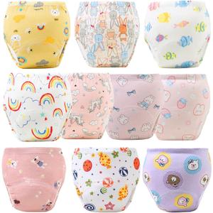 Upairy Potty Training Pants Cotton Absorbent Training Underwear for Toddler Boy and Girls,Soft Absorbent & Leak-Proof with Characters(10PCS,S)
