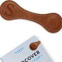 Personalized Leather Magnetic Bookmarks (1 Pack) Vintage Custom Engraved Initial ID Identification Book Marker Clip Gift for Book Lover Avid Readers (Letter S, Light Brown)