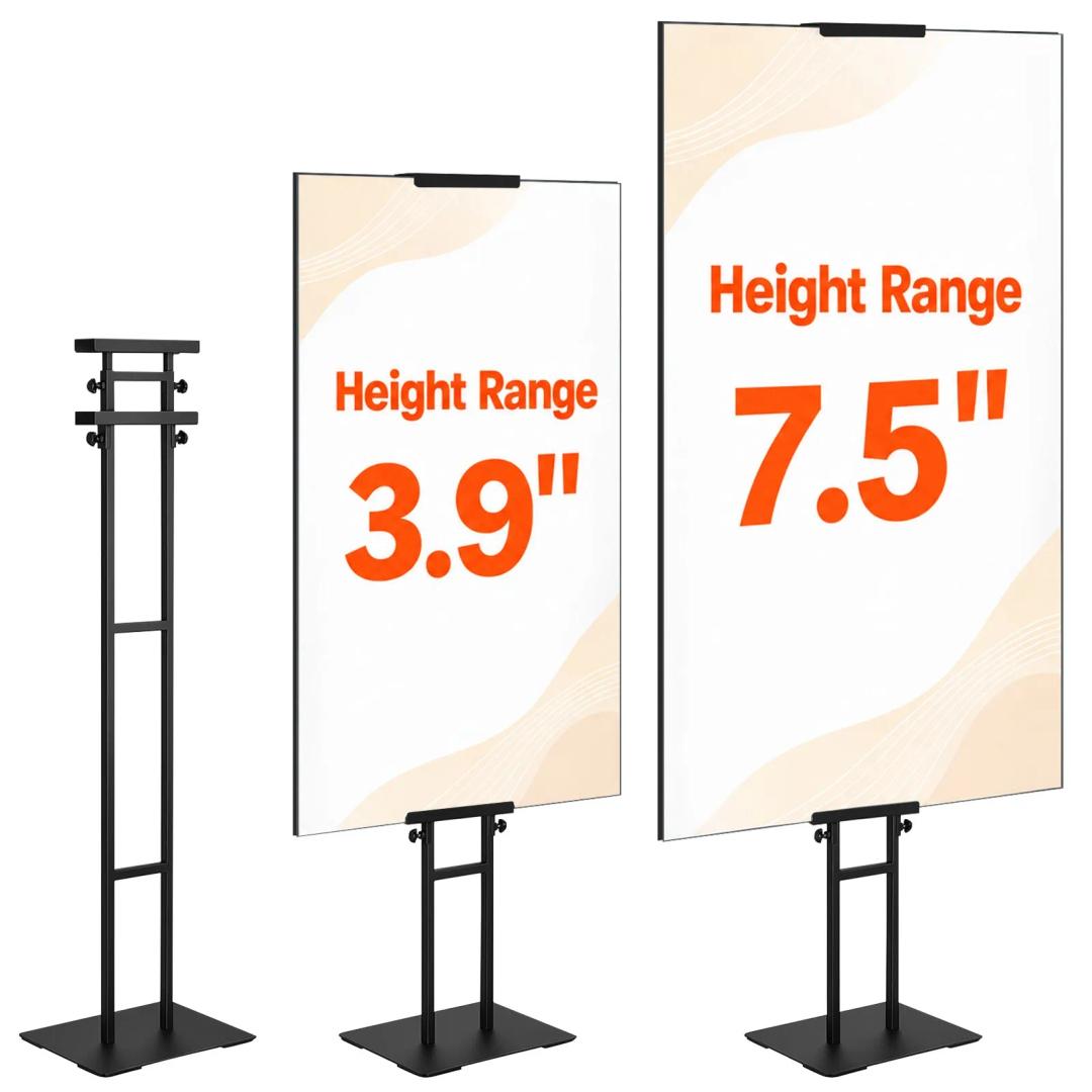 VEVOR Poster Stand, Adjustable Height Up to 75", Double-Sided Heavy Duty Pedestal Sign Holder, Floor Standing Sign Holder Banner Stand with Shock-absorbing Base for Display, for Board and Foam, Black