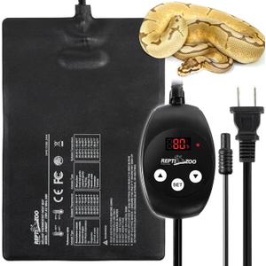 REPTI ZOO 8" X 12" Reptile Heat Pad 24W Fast Heating Pad with Adjustable Thermostat Reptile Heat Mat for Turtles/Hermit Crabs/Bearded Dragons/Leopard Geckos/Snakes/Lizards, and Seed Germination