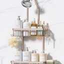 YASONIC Shower Caddy Hanging, Never Rust Shower Organizer Hanging, Aluminum Shower Racks for Inside Shower with Hooks for Razor, Bathroom Organizers and Storage with Soap Holder, Rose Gold