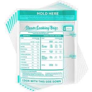 Resurhang 100 Pcs Zipper Microwave Steam Bags Reusable Steam Cooking Bags for Vegetables Potatoes and Meat
