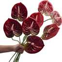 6pcs Artificial Anthurium Lily Flowers 22" Red Fake Tropical Flowers for Vase Bouquets Home Office Wedding Decor(Red)