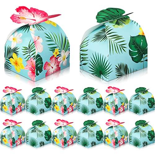 Gerrii 19  Pack Tropical Gift Boxes Luau Hawaiian Party Favor Boxes for Goodie Gift Treat Candy Hawaiian Luau Party Favors Goodie Treat Bags Palm Leaves Tropical Summer Aloha Birthday Decor Supplies