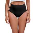 YELAIVP Women's Bikini Bottom High Waisted Swimsuit Bottom Cheeky Tummy Control Bathing Suit Bottoms (Black, L)