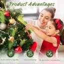 12PCS Christmas Tree Topper, 17 Inch Christmas Tree Decorations Green Curly Xmas Tree Picks with Gold Balls Elf Ornaments Stems for Xmas Tree Decor Wreath Party Gift