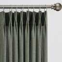 102 Inch Long Linen Blended Curtains for Sliding Glass Patio Door 2 PCs, Back Tab Pinch Pleated Drapes for Track System with Hooks, Semi Sheer Country Winodw Curtains 42x102-Loden/Olive Green