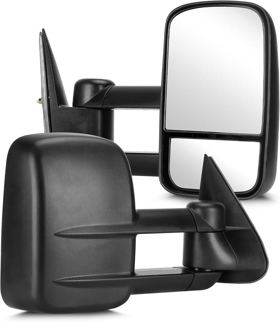 Youxmoto Towing Mirrors fit 1999-2007 for Chevy for GMC Silverado/Sierra 1500 2500HD 3500HD /Tahoe Yukon Suburban Avalanche Pickup Truck Mirrors, Manual Folding & Telescoping; Left+Right Side Mirrors