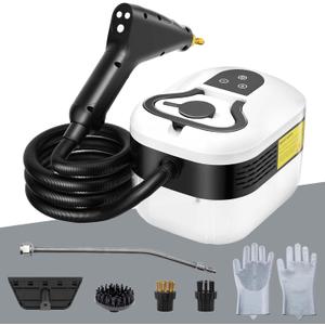 2500W Steam Cleaner for Home Use, 6-level Speed Adjustable Handle, 1.2L Handheld Car Steam Cleaner for Home Car Kitchen Furniture Floor, High Pressure Steam Machine with 4 Brush Heads White