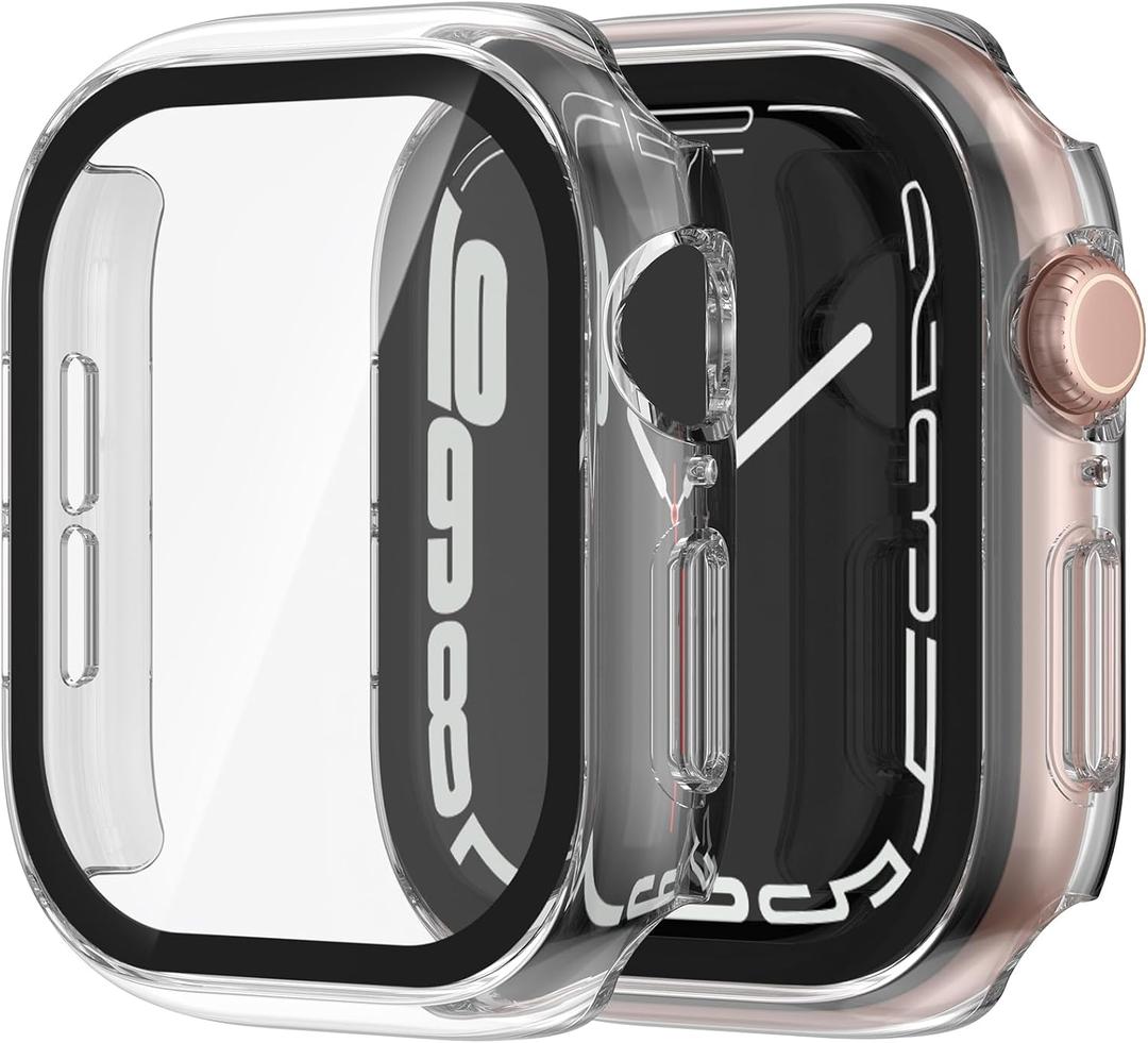 3 x 2 in 1 Case for Apple Watch Series 10 Series 11 Screen Protector 46mm Accessories,Lightweight Hard PC Bumper Built-in HD Tempered Glass Overall Protective Face Cover Compatible iWatch (Clear)