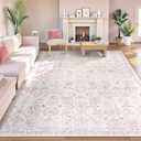 Lahome Flavie Washable Rugs 8x10, Soft Nursery Area Rug for Girls and Kids, Low Pile Boho Purple Carpet for Snug Bedroom Classroom, Spill-Proof Non Slip Floral Fresh Carpets for Living Room