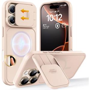 TOCOL for iPhone 16 Pro Case with Slide Camera Cover, Kickstand and Camera Control Button, Fit for MagSafe, Rugged Solid Phone Case, Non-Slip, Drop Protection, Desert