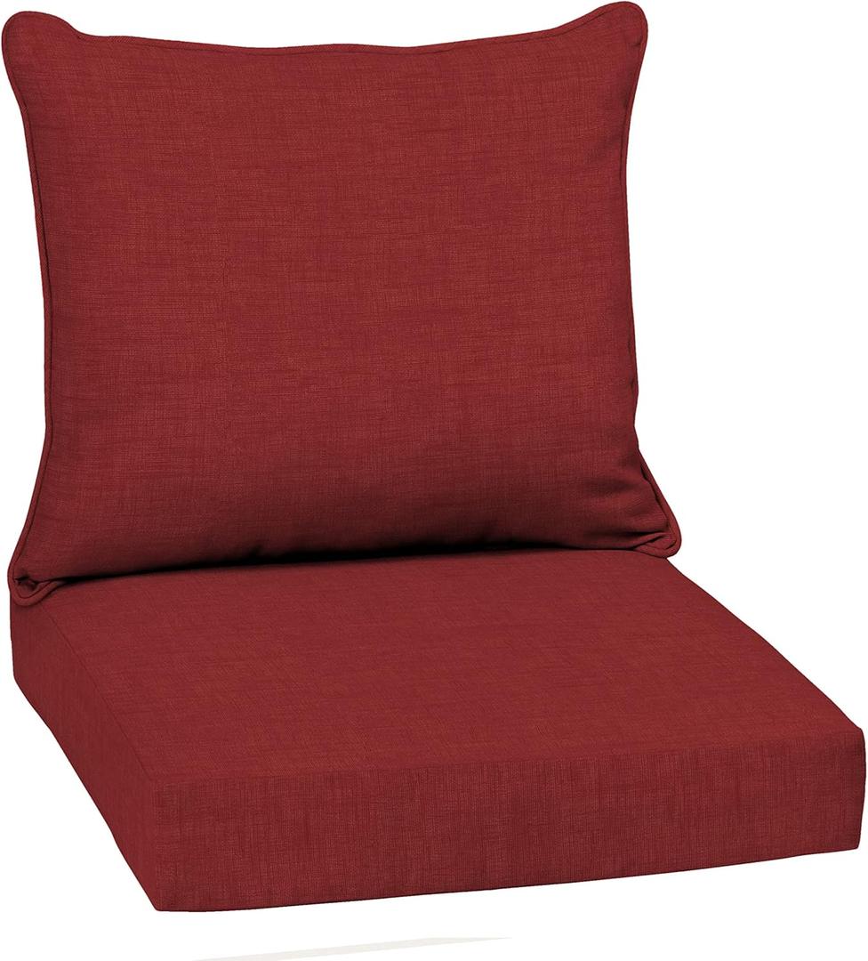 Arden Outdoor Deep Seat Cushion Set, 22 in x 24 in, Weather-Proof, Rain-Proof, Fade Resistant Patio Cushion Ruby Red Leala (1 Pack)