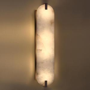 24.7" Natural Oval Alabaster Marble Modern Concise 2 Light Wall Sconce Fixture,Oil Rubbed Bronze Finish for Bathroom Bedroom Hallway Bedside Staircase Vanity Mirror