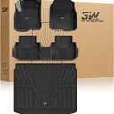 3W Floor Mats & Cargo Liner Fit for Honda CR-V 2023-2026 (Include Hybrid) | Fit for (Upper Positon) Trunk Unscented All-Weather TPE Heavy-Duty Car Mats Stain Prevention Easy to Clean