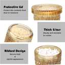 Flrolove 4-Pack Glass Qtip Holder Dispenser, 10oz Bathroom Organizers and Storage, Hobnail Cotton Round Holder for Qtips, Cotton Rounds, Balls & Floss Picks, Vanity & Makeup Apothecary Jars (Amber)