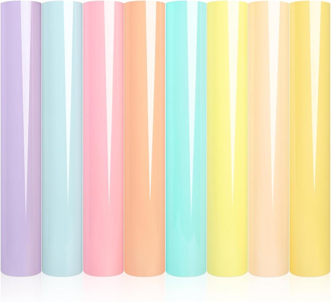 WRAPXPERT Pastel Iron on Vinyl Boho Heat Transfer Vinyl Bundle 12 X 10 in, 8 Assorted Pastel HTV for T-Shirts,Garment, Easy to Cut & Transfer