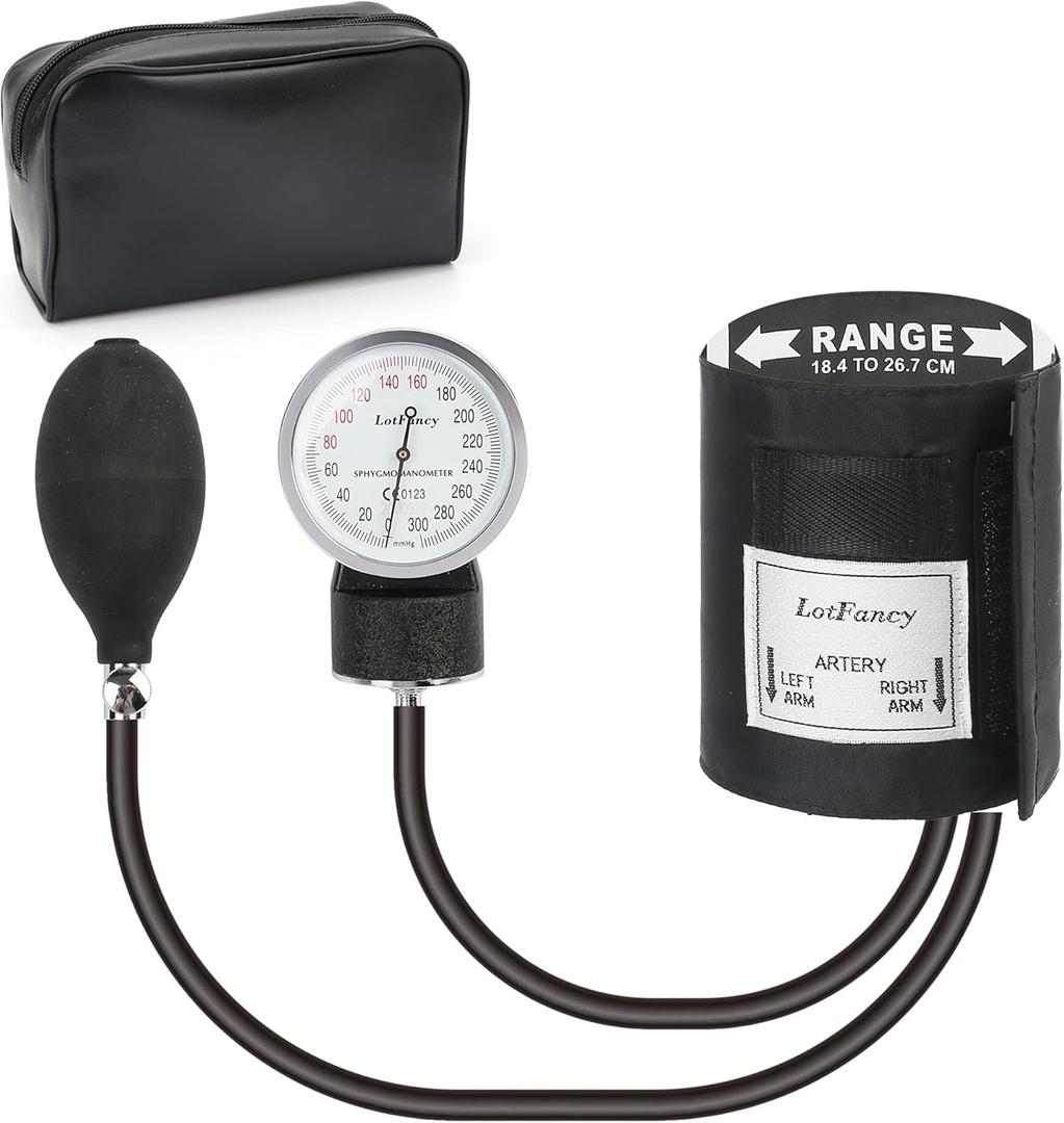 LotFancy Pediatric Blood Pressure Cuff Manual, Child Professional BP Cuff 7.2"-10.5", Children Aneroid Sphygmomanometer Small Cuff with Portable Carring Case and Zero Calibration (Black)