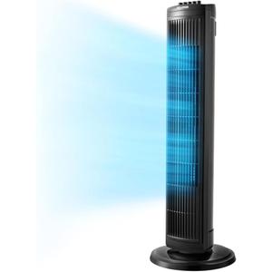 PELONIS 30 inch Tower Fan for Bedroom, Standing Fan with 3 Speeds, 90 Oscillation, Small Fan with 120-Min Auto Timer, Black