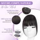Yorda Bangs Hair Clip 100% Human Hair Clip in Bangs Fringe with Temples Wispy/French Bangs for Women Natural Looking for Daily Use (Wispy Bangs, Brown Black)