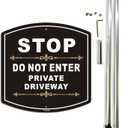 Stop Do Not Enter Private Driveway Sign with Stake, Aluminum Metal Private Driveway Sign, 28" Total Length, Heavy Duty Weather Resistant