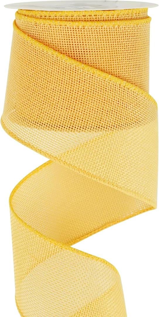 3 x HUIHUANG Yellow Burlap Wired Ribbon - 2.5 inch X 10 Yards Solid Wired Edge Jute Ribbon for Wreaths, Big Bows, Crafts, Swags, Outdoor Decoration