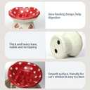 Ceramic Cat Slow Feeder, Cute Mushroom Shape Elevated Food Bowl, Shallow Raised Cat Dish, Anti Vomiting Whisker Fatigue Bowls