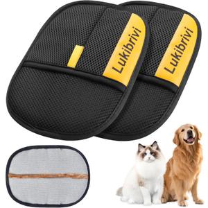 2 x Pet Hair Removal Glove for Dogs & Cats - Upgraded Reusable Electrostatic Pet Hair Glove, Gentle Grooming Mitt, Pet Hair Remover Tool for Laundry, Couch, Carpet & Car Seat,2 Pack