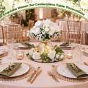 Junkin White 12 Sets Flower Mason Jar Table Centerpieces with LED Light