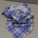 Milumia Women's Y2k Plaid Collar V Neck Button Down Shirt Short Sleeve Fitted Tops (Blue and White) XS