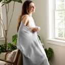 Bedsure GentleSoft 100% Cotton Large Throw Blanket for Couch 50x70 inches - Breathable and Lightweight, Soft Cozy Herringbone Woven Cotton Throw for Summer Spring, Cool Grey Office Chair Blanket