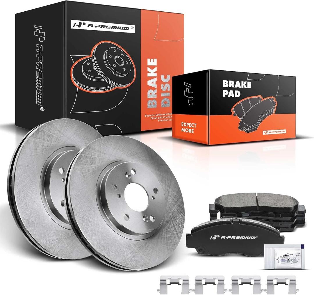 A-Premium 11.81 inch(300 mm) Front Vented Disc Brake Rotors + Ceramic Pads Kit Compatible with Select Acura and Honda Models - CL 2001-2003, TL 1999-2008, TSX 2004-2010, Accord 2003-2011, Set of 6