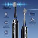 Electric Toothbrush with Water Flosser Combo for Teeth Brushing & Flossing, Sonic Electric Toothbrush for Adults, Cordless Water Flosser for Home & Travel, Portable Travel Case Included