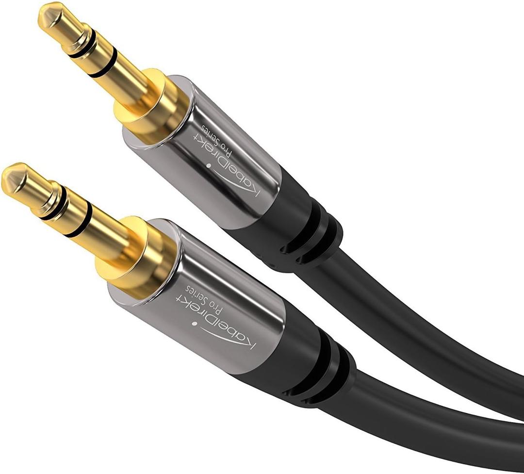 KabelDirekt Aux Cable, Jack Cord & Audio 3.5mm Cable 10ft Suitable for Headphones Mobile Phone PC & Laptop Audio Car HiFi Stereo, Black (10 feet)
