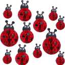 Amyhill 12 Pcs Large Ladybug Birthday Party Decorations Hanging 3D Ladybug Honeycomb Centerpieces Table Toppers Decoration for Birthday Baby Shower Party Supplies