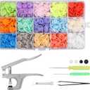 Kamtop Snaps and Snap Pliers Set, 120 Sets T5 Plastic Snap Buttons 15 Color, Snap Fasteners Press Pliers Snaps Starter Setter Tool for Clothes Sewing Bibs Rain Coat DIY Crafting