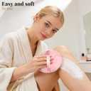 Teenitor Powder Puff 5.5" Extra Large Powder Puff and Container, Dusting Powder Container with Puff, Glass Crystal Powder Container for Body Powder Puff Pink