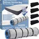 Storage Logic Foam Mattress Vacuum Bag with Blue Zipper, Mattress Storage Bag, Straps Included, Queen/Full/Full-XL