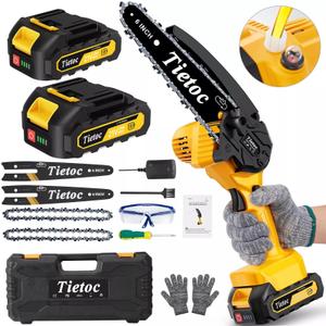 Tietoc Mini Chainsaw 6 Inch with 2 Batteries, Electric Saw Gifts for Men Dad Husband Gardener, Cool Gadgets for Men 2025, Mens Gifts for Fathers Birthday, Perfect Gifts Idea for Mothers Mom Women
