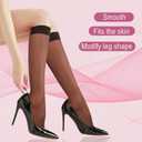 Weziarer 12 Pairs Knee High Stockings for Women,20D Nylon Sheer Stocking Socks with Reinforced Toe (Black)