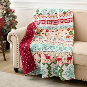 Greenland Home Fair Isle Winter Holiday Quilted Throw Blanket, 50 x 60 in, Snow