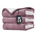 Electric Heated Blanket Full Size 72"x84", Dual-Sided Soft Flannel & Sherpa, LCD Display 10 Heat Settings with 1-12H Timer & Overnight Safe, Bed & Couch, Machine Washable, Purple