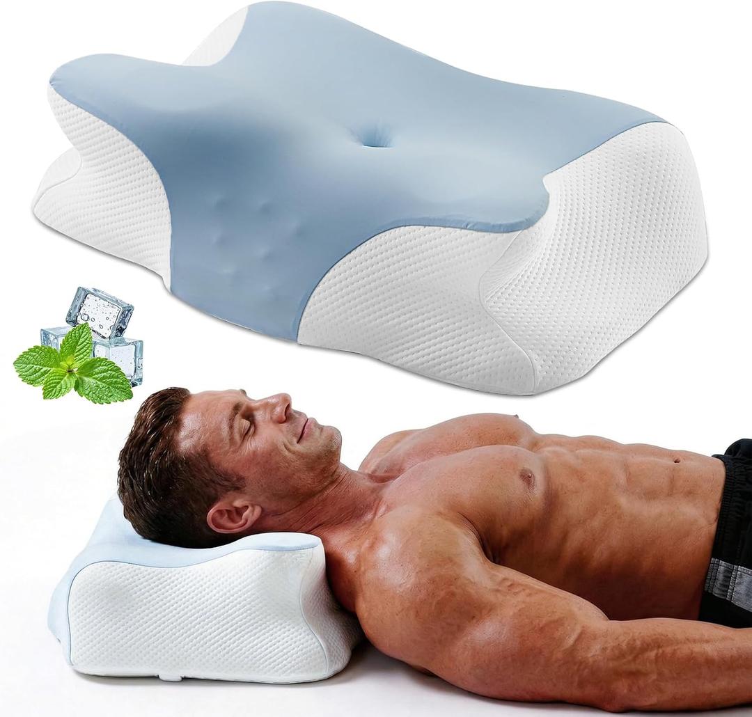 King Size Cervical Pillow for Neck Pain Relief & Sleep Apnea, Cooling Memory Foam Orthopedic Contour Pillow for Large Bodies, 4 Adjustable Heights with Max Neck Support for All Sleep Positions, Enlarged and widened