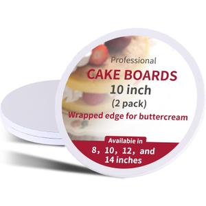 2 Pcs 10 Inch Cake Boards Sturdy 1/2 Inch Cake Drum,White 10 Inch Cake Boards,Food Grade Cake Rounds 1/2" Thick Cardboard,Disposable Cake Plates (White, 10inch/2pcs)