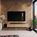 Floating TV Stand,Adjustable 5994 Inch Floating Entertainment Center, Extendable Under TV Shelf with 3 Drawers, Floating TV Unit for Living Room, Bedroom,Natrural