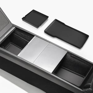 TPARTS Center Console/Armrest Organizer Tray Bottom Pad Storage Box for Tesla Model 3 Highland 2024-2026 Full Coverage Silicone Mat Non-Slip Interior Accessories