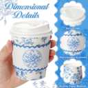 Jingmore 100 Sets Floral Paper Coffee Cups with Lids and Sleeves 8oz Vintage Flower Disposable Drinking Cups Bulk for Birthday Wedding Bridal Shower Tea Party Supplies (Blue) (EXP 01/01/26)