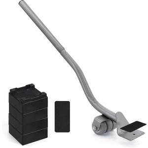 Furniture Lifter Tool, Appliance Furniture Metal Lifters for Heavy Furniture Movers Sliders Wheels Easily Safe to Move Sofa Refrigerator Washing Machine (1 Lifter Tool 4 Raise Blocks) Grey