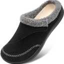 LeIsfIt Womens Wide Slippers Adjustable Diabetic Slippers Memory Foam Swollen Arthritis Edema House Shoes Indoor Outdoor (9 Wide, Black)